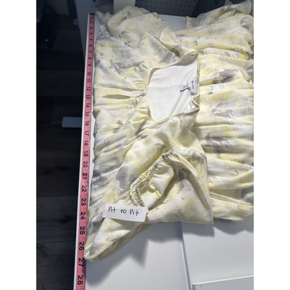 Nine West Womans Cottagecore Floral Maxi Dress Size 2X Boho Beachy Yellow Lined - Picture 9 of 15